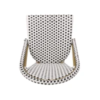 Outdoor Bistro Chairs with Rust-Resistant Aluminum frame, All-weather Flat-Wicker Seats with Bamboo-Print Finish, 19'' L x 21.5'' W x 35'' H, Black+White(m-7)