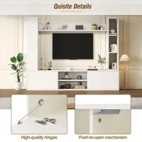 Stylish TV Wall Unit Set for TVs up to 80 Inches with Display Cabinets, Spacious Media TV Cabinet Set with 3 Doors, 71" L x 13.5" W x 48.5" H, White(m-6)
