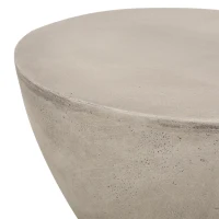 Outdoor Side Table with Highly Durable Structure, Lightweight Accent Table with Concrete Construction, 15'' L x 15'' W x 19'' H, Light Grey(m-6)