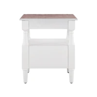 Modern Wooden Nightstand with Drawers and Open Shelf, Solid Wood Bedside Table with Non-Slip Rubber Feet, 19'' L x 15'' W x 22.5'' H, Milk White(m-15)