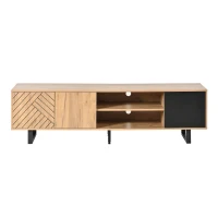 65-Inch Modern TV Stand with Geometric Diagonal Carved Door, Stylish TV Cabinet with Low-Profile Design, 65" L x 15.5" W x 19.5" H, Natural(m-2)