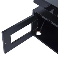 High Gloss Coffee Table with App-Controlled LED Light Strip, Functional Center Table with 2 Soft-Close Acrylic Cabinets, 39.5" L x 19.5" W x 17" H, Black(m-9)