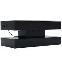 Modern Lift-Up Coffee Table with Bluetooth App-Controlled RGB Lights, Functional Center Table with Hidden Storage, 39.5" L x 19.5" W x 22" H, Black(m-12)