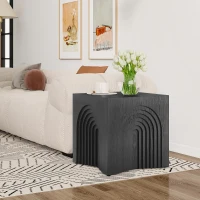 Wooden End Table with Spacious Top and Rubber Pads, No-Assembly Small Side Table for Small Spaces and Bedroom, 19'' L x 19'' W x 19'' H, Black(m-6)
