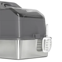 PawHut Extra Large Stainless Steel Cat Litter Box w/ High Sided, Removable Lid, Scoop, Odor Free, Non-Sticky, Dark Grey(m-10)