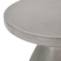 Outdoor Concrete Side Table with Subtly Fluted Cylindrical Base, Fluted Cylindrical Accent Table with Soft Wave Edge, 18'' L x 18'' W x 20.5'' H, Light Grey(m-5)
