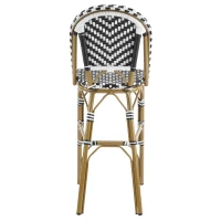 Outdoor Bar Stools Set with Lightweight Aluminium Frame, Woven Counter Chairs with Durable PE Rattan Weave, 18'' L x 24.5'' W x 45.5'' H, White+Black(m-10)