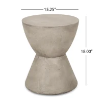 Outdoor Side Table with Highly Durable Structure, Lightweight Accent Table with Concrete Construction, 15'' L x 15'' W x 19'' H, Light Grey(m-3)