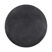 Outdoor Lightweight Concrete Side Table with Fluted Cylindrical Base, Modern Accent Table with Soft Wave Edge, 15.5'' L x 15.5'' W x 16'' H, Matte Black(m-8)