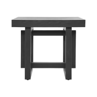 Solid Wood End Table with Non-Slip Feet and Compact Surface, Farmhouse Side Table for Small Spaces and Sofa Accent, 23.5'' L x 23.5'' W x 20.5'' H, Black(m-15)