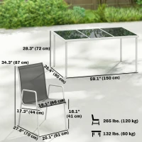 Outsunny 7 Piece Garden Dining Set, Garden Furniture Set with Rectangle Table and 6 Stackable Chairs(m-3)