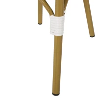 Outdoor Bistro Chairs with Rust-Resistant Aluminium Frame, Flat-Wicker Armless Seats with Polyethylene Rattan, 18.5'' L x 21.5'' W x 34.5'' H, White+Blue(m-6)