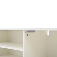 Stylish TV Wall Unit Set for TVs up to 80 Inches with Display Cabinets, Spacious Media TV Cabinet Set with 3 Doors, 71" L x 13.5" W x 48.5" H, White(m-9)