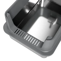 PawHut XL Stainless Steel Cat Litter Box for Big and Multiple Cats with High Wall Side, Scoop, Easy Cleaning & Odor Free(m-10)