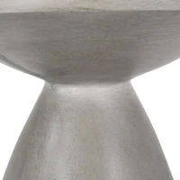 Outdoor Concrete Side Table with Subtly Fluted Cylindrical Base, Fluted Cylindrical Accent Table with Soft Wave Edge, 18'' L x 18'' W x 20.5'' H, Light Grey(m-6)