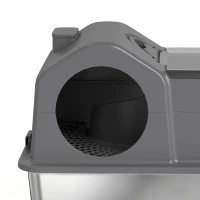 PawHut Extra Large Stainless Steel Cat Litter Box w/ High Sided, Removable Lid, Scoop, Odor Free, Non-Sticky, Dark Grey(m-9)