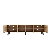 Modern Vintage TV Stand for 65-Inch TV with Perforated Side Doors, Spacious TV Cabinet with 8 Shelves, 39.5" L x 19.5" W x 17" H, Natural(m-8)