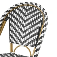 Outdoor Bar Stools Set with Lightweight Aluminium Frame, Woven Counter Chairs with Durable PE Rattan Weave, 18'' L x 24.5'' W x 45.5'' H, White+Black(m-7)