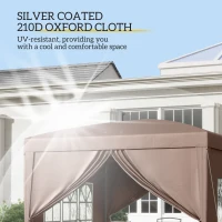 Outsunny 10'x10' Outdoor Pop Up Party Tent Wedding Gazebo Canopy with Carrying Bag (Coffee)(m-5)