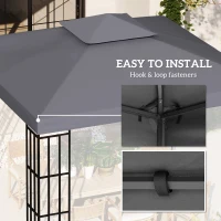 Outsunny Gazebo Replacement Canopy for Model 01 -0153, 2-Tier Top Cover for 9.8' x 9.8' Gazebo, Charcoal (TOP ONLY)(m-5)