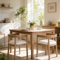 Set of 2 Contemporary Dining Arm Chairs with Rubberwood Frame, Chair Set Perfect for Dining Room, 22.5'' L x 22.5'' W x 27.5'' H, Beige