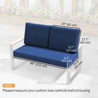 Outsunny 2 Seater 5" Thick Outdoor Seat Cushions with 7" Backrest, Loveseat Outdoor Furniture Cushions, Navy Blue(m-3)