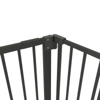PawHut 29"-58" Wide Pet Gate with Door Dog Gate and Barrier Indoor for Stairs Includes 7", 8", 12" Extensions Kit, 30 Inch Tall Pressure-Mounted Safety Gate, Black(m-9)