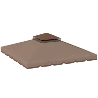 Outsunny 10' x 10' Gazebo Canopy Replacement, Double-Tier Outdoor Gazebo Cover Top Roof, TOP ONLY, Khaki/Brown(m-2)