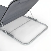 Outsunny 2 Pieces Beach Lounge Chair, Outdoor Folding Chaise Lounge Set w/ Pillow for Sunbath, Snap, Grey(m-9)
