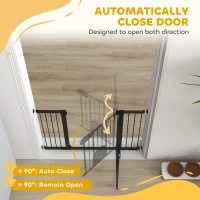 PawHut 30"-52" Extra Wide Pet Gate Barrier with Small Door, 30"H Dog Gate with Safety Gate Barrier, Stair Pressure Fit, Black(m-5)