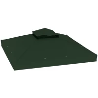 Outsunny 10' x 10' Gazebo Canopy Replacement Cover, 2-Tier Garden Gazebo Roof Replacement, UPF30+, TOP COVER ONLY, Green(m-9)