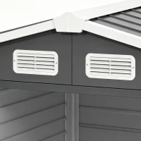 Outsunny 7' x 4' Outdoor Storage Shed, Metal Garden Shed with Lockable Doors and Gloves for Backyard, Garden, Patio, Dark Grey(m-10)