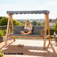 Outsunny Outdoor Chair Cushions Set of 4, Fade Resistant Patio Chair Cushions for Outdoor Furniture, 24" x 24", Grey(m-7)