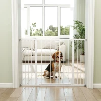 PawHut Pressure Fit Dog Gate Pet Barrier for stairs doorway, 29.9''- 42.1'' Width White(m-9)