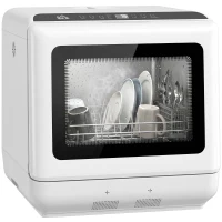 HOMCOM Countertop Dishwasher, Portable Mini Dishwasher with 1.6 Gal Built-in Water Tank, 5 Washing Programs, Air-Dry Function(m-11)