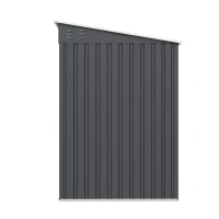 Outsunny 6.5x4FT Galvanised Metal Shed with Foundation Kit, Lockable Garden Tool Storage House with Sliding Doors, Vents, Grey(m-11)