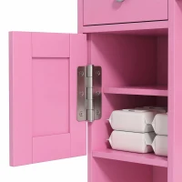 Qaba Kids Vanity Set, Toddler Dressing Table and Chair Set  with Lighted Mirror, Cabinet, Drawer and Shelves, Pink(m-12)