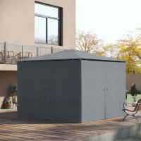 Outsunny Gazebo Curtains, 10' x 10' Universal Replacement Privacy Curtain, 4-Panels Sidewall with Hooks/C-Rings, Slate Grey(m-8)