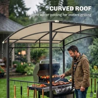Outsunny 7' x 5' BBQ Grill Gazebo Tent, Garden Grill Canopy with Steel Frame and Hooks, Outdoor Sun Shade, Beige(m-7)