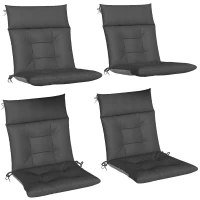 Outsunny Patio Chair Cushions Set of 4, Waterproof Non-Slip Lounge Chair Cushions, 44"x21", Dark Grey(m-9)