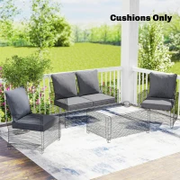 Outsunny Outdoor Chair Cushions Set of 4, Fade Resistant Patio Chair Cushions for Outdoor Furniture, 24" x 24", Grey(m-8)