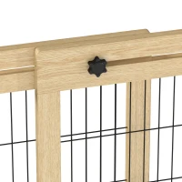 PawHut 41"-71" Wooden Freestanding Pet Gate with Support Feet, for Small Medium Dogs, Natural(m-9)