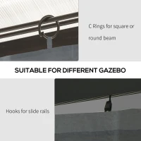 Outsunny Gazebo Curtains, 10' x 10' Universal Replacement Privacy Curtain, 4-Panels Sidewall with Hooks/C-Rings, Slate Grey(m-7)