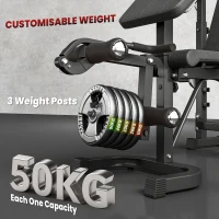 Soozier Weight Bench Stand with Squat Rack, Adjustable Olympic Bench, Multifunctional Arm Curl Pad, Leg Extension, Grey(m-7)