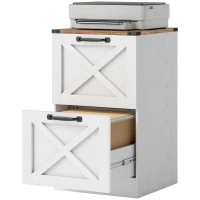 HOMCOM 2 Drawer File Cabinet with Silent Slides, Vertical Farmhouse Filing Cabinet Fits Letter/A4 Size Home Office, White(m-2)