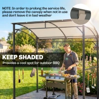 Outsunny 7' x 5' BBQ Grill Gazebo Tent, Garden Grill Canopy with Steel Frame and Hooks, Outdoor Sun Shade, Beige(m-4)