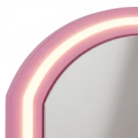 Qaba Kids Vanity Set, Toddler Dressing Table and Chair Set  with Lighted Mirror, Cabinet, Drawer and Shelves, Pink(m-9)