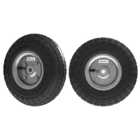 Outsunny Set of 2 Pneumatic Wheels, 10" Wheelbarrow Wheels Replacement for Barn Carts, Hose Carts, Garden Carts, Black(m-2)