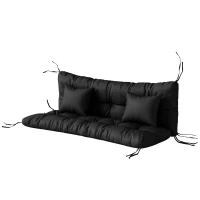 Outsunny 4-Piece Back and Seat Cushion Pillows Replacement and Pillows, Patio Chair Cushions Set with Ties, Black(m-2)