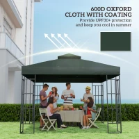 Outsunny 10' x 10' Gazebo Canopy Replacement Cover, 2-Tier Garden Gazebo Roof Replacement, UPF30+, TOP COVER ONLY, Green(m-6)